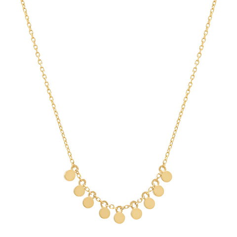 14k Solid Gold Tiny Multi-Disc Necklace - - Necklaces - Ofina