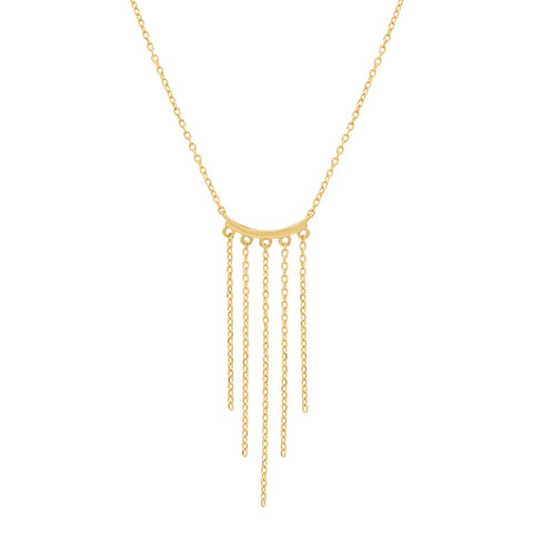 14k Solid Gold Fringe Necklace - - Necklaces - Ofina