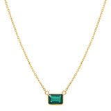 14k Solid Gold Rectangular Emerald Necklace - - Necklaces - Ofina