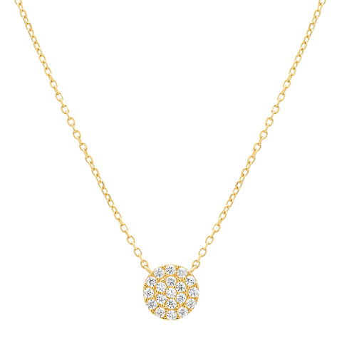 14k Solid Gold CZ Pave Necklace - Yellow Gold - Necklaces - Ofina