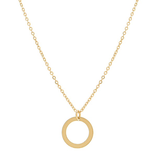 14k Solid Gold Circle Cutout Necklace - - Necklaces - Ofina
