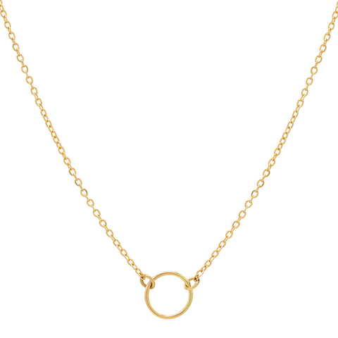 14k Solid Gold Tiny Circle Necklace - - Necklaces - Ofina