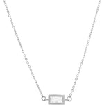 CZ Bezel Emerald Necklace - Silver - Necklaces - Ofina