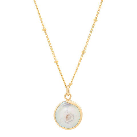 Gold Dipped Pearl Coin Necklace - - Necklaces - Ofina