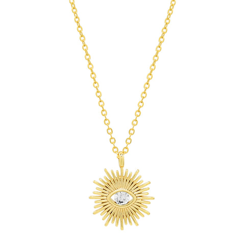 CZ Evil Eye Starburst Necklace - - Necklaces - Ofina