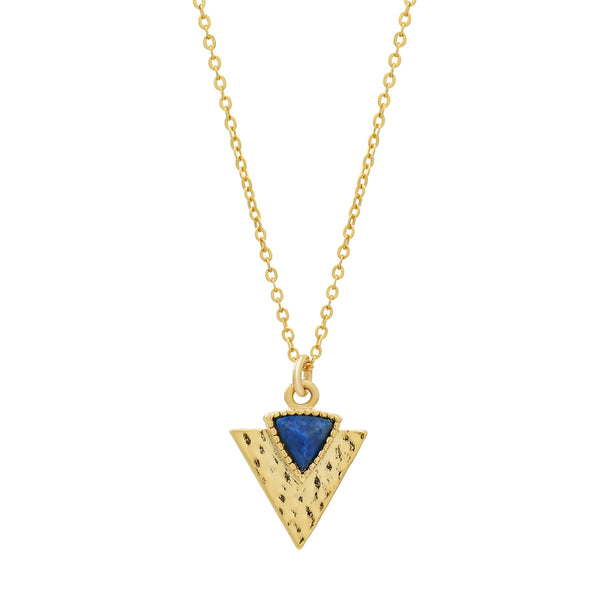 Lapis Triangle Spear Necklace - - Necklaces - Ofina
