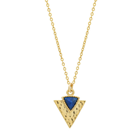 Lapis Triangle Spear Necklace - - Necklaces - Ofina