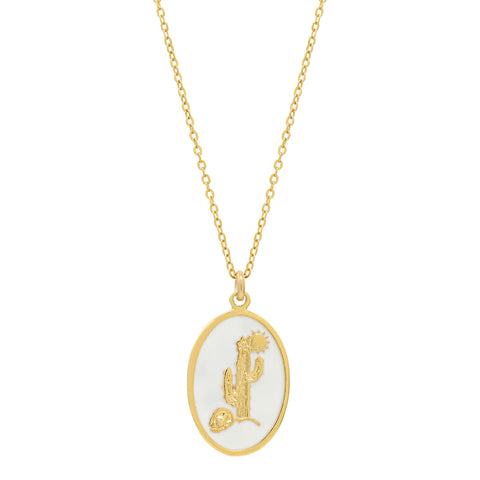 SALE - Oval Cactus Necklace - White - Necklaces - Ofina