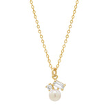 Pearl / CZ Cluster Necklace - - Necklaces - Ofina