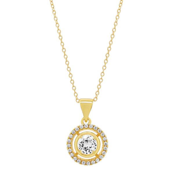 Round Halo CZ Necklace - - Necklaces - Ofina