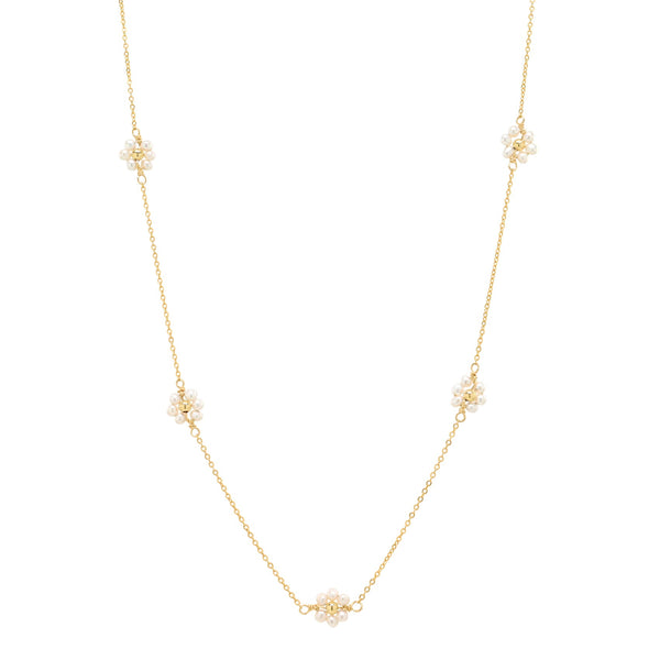 Multi-Daisy Pearl Necklace - - Necklaces - Ofina