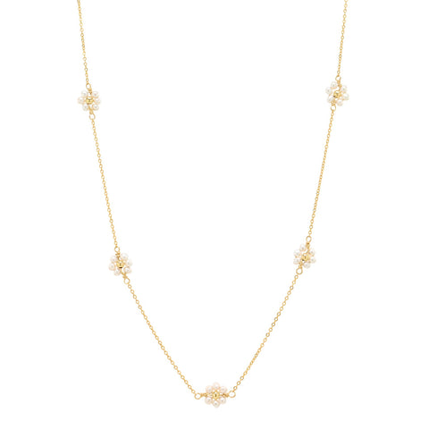 Multi-Daisy Pearl Necklace - - Necklaces - Ofina