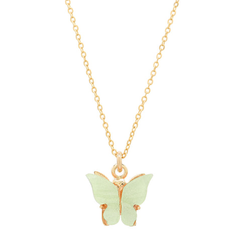 Light Green Butterfly Necklace - - Necklaces - Ofina