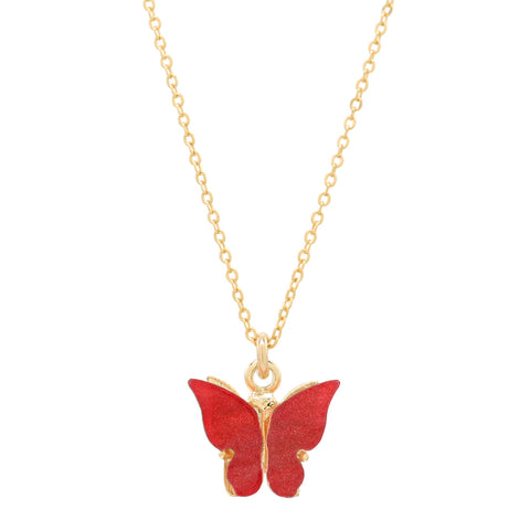 Red Butterfly Necklace - - Necklaces - Ofina