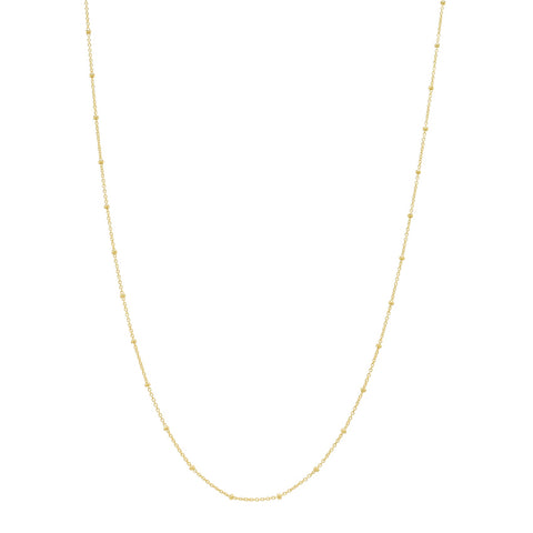 14k Solid Gold Tiny Ball Chain Necklace - 16" - Necklaces - Ofina
