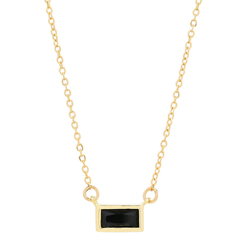 Black Emerald Shape Horizontal Necklace - - Necklaces - Ofina