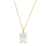 14k Solid Clear CZ Emerald Necklace - - Necklaces - Ofina
