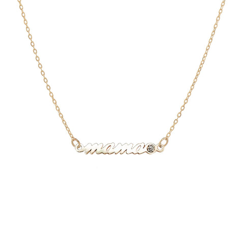 Gold Mama with CZ Necklace - - Necklaces - Ofina