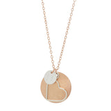 Monogram Necklace + Heart Outline + Brushed Disc - Rosegold - Necklaces - Ofina