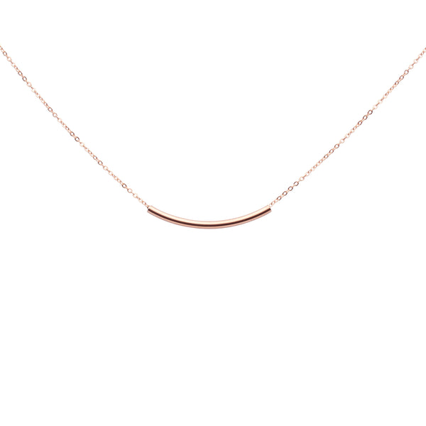 Curved Tube Necklace - Rosegold - Necklaces - Ofina