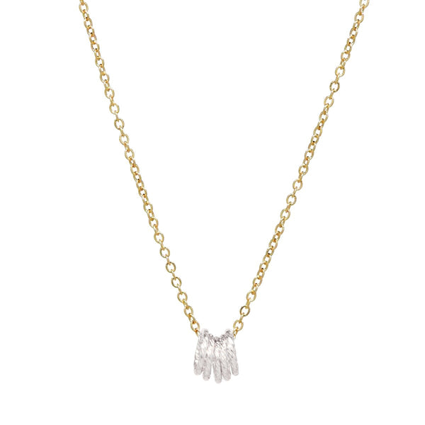 Twisted Circles Necklace - Silver Circles Gold Chain - Necklaces - Ofina