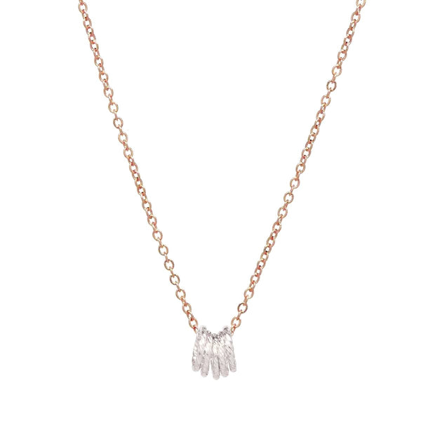 Twisted Circles Necklace - Silver Circles Rosegold Chain - Necklaces - Ofina