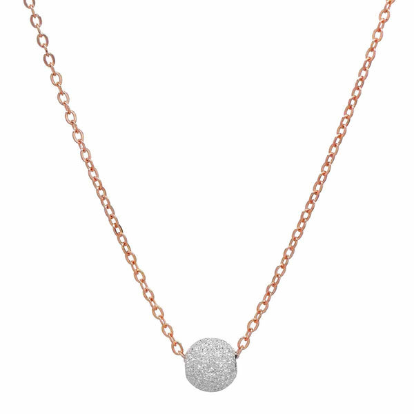 SALE - Single Stardust Ball Necklace - Silver Ball l Rosegold Chain - Necklaces - Ofina