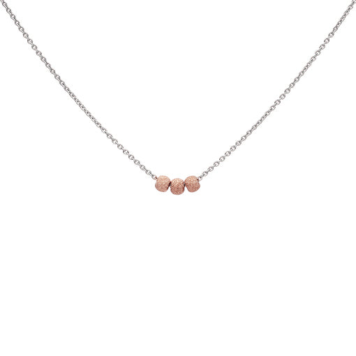 SALE - Triple Stardust Ball Necklace - Rosegold Balls / Silver Chain - Necklaces - Ofina