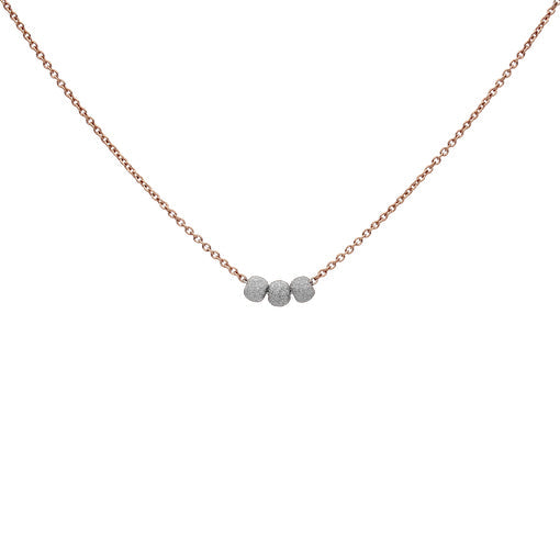 SALE - Triple Stardust Ball Necklace - Silver Balls / Rosegold Chain - Necklaces - Ofina