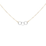 Tiny Triple Diamond Cut Circles Necklace - Silver Circles Gold Chain - Necklaces - Ofina