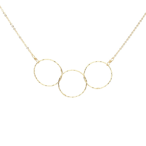 Triple Diamond Cut Circles Necklace - Gold - Necklaces - Ofina