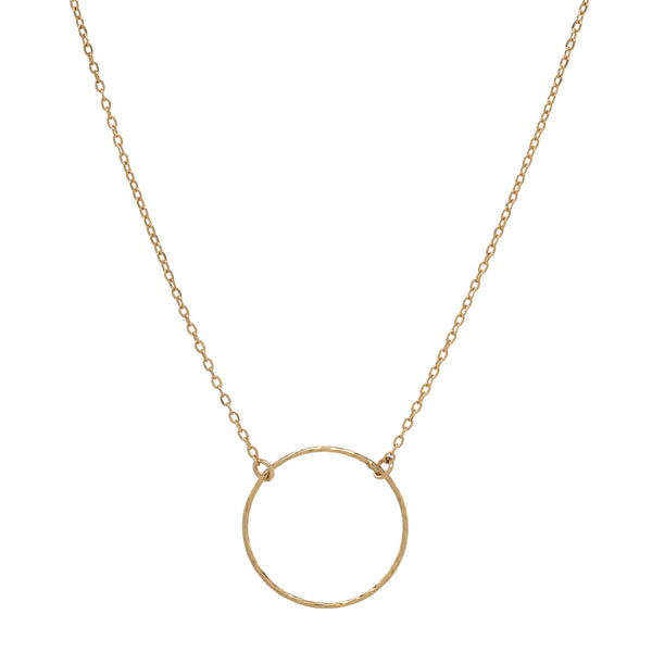 SALE - Single Diamond Cut Circle Necklace - Gold - Necklaces - Ofina