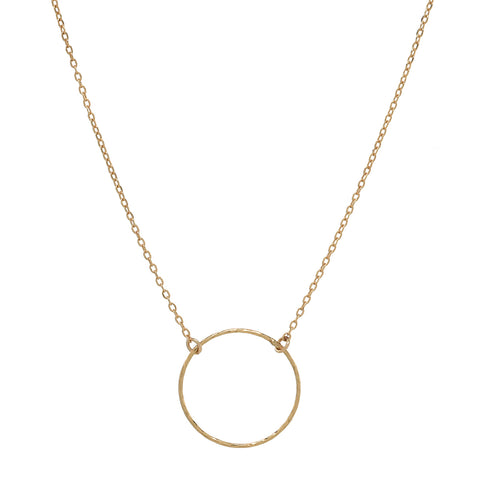 SALE - Single Diamond Cut Circle Necklace - Gold - Necklaces - Ofina