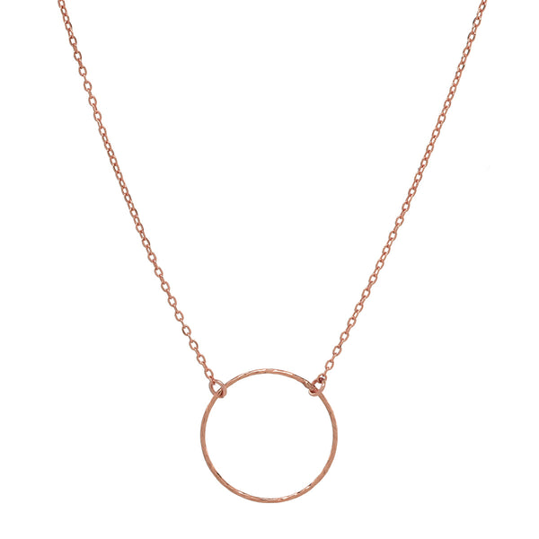 SALE - Single Diamond Cut Circle Necklace - Rosegold - Necklaces - Ofina