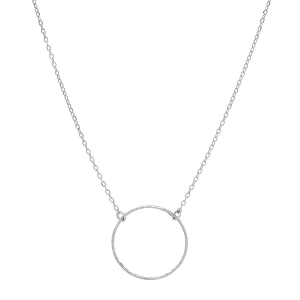 SALE - Single Diamond Cut Circle Necklace - Silver - Necklaces - Ofina