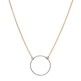 SALE - Single Diamond Cut Circle Necklace - Silver Circle / Gold Chain - Necklaces - Ofina