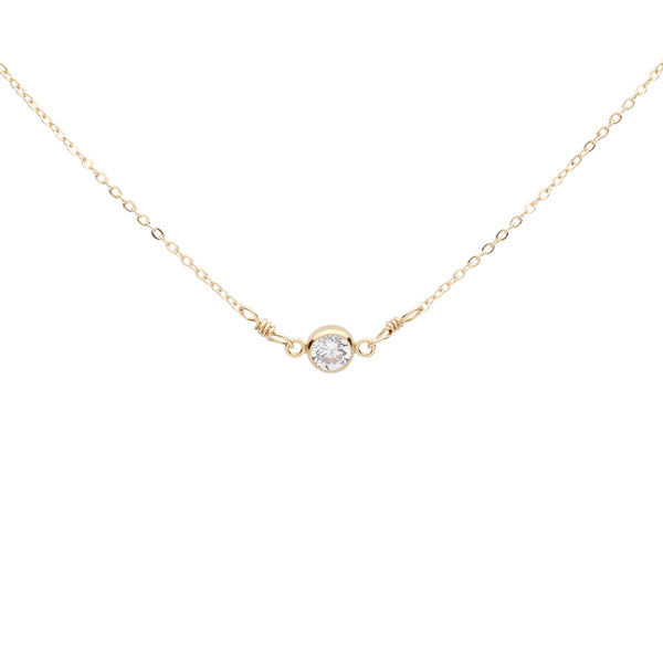 4mm Round CZ Bezel Link Necklace - Gold / 13" - Necklaces - Ofina