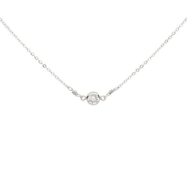 4mm Round CZ Bezel Link Necklace - Silver / 13" - Necklaces - Ofina