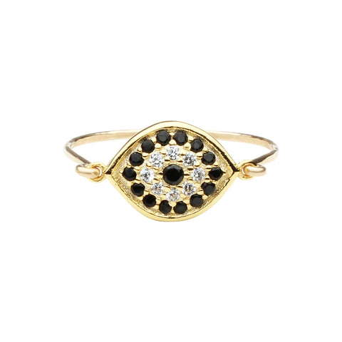 CZ Black Evil Eye Ring - Gold / 5 - Rings - Ofina