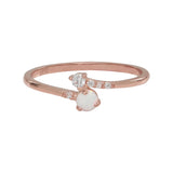 10k Solid Gold Opal / CZ Ring - Rose Gold / 5 - Rings - Ofina
