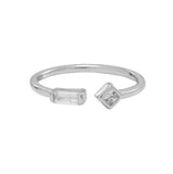 SALE - CZ / Baguette Diamond Open Band Ring - Silver / 5 - Rings - Ofina