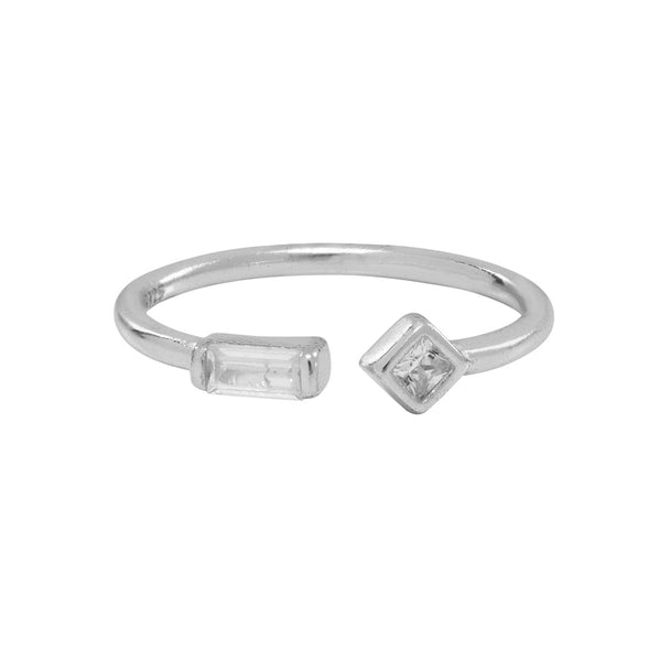 SALE - CZ / Baguette Diamond Open Band Ring - Silver / 5 - Rings - Ofina