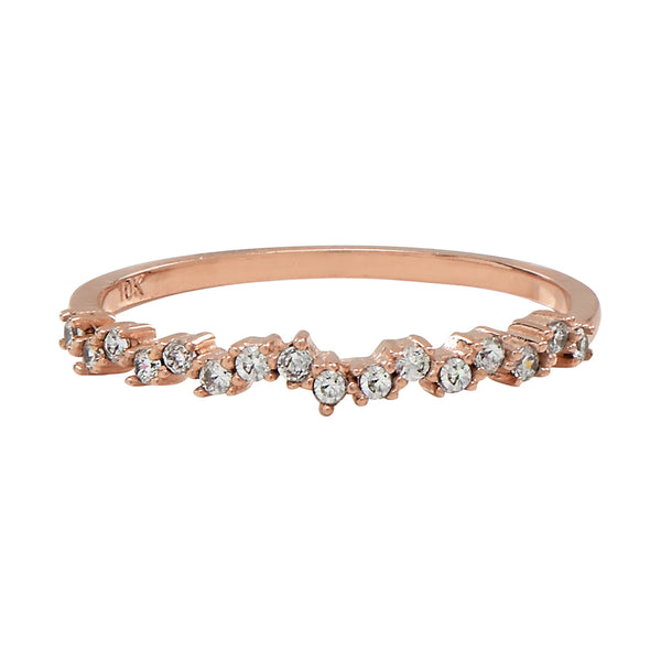 10k Solid Gold CZ ZigZag Ring - Rose Gold / 5 - Rings - Ofina