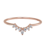 10k Solid Gold CZ Tiara Ring - Rose Gold / 5 - Rings - Ofina