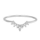 10k Solid Gold CZ Tiara Ring - White Gold / 5 - Rings - Ofina