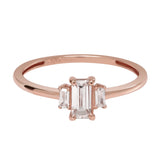 10k Solid Gold CZ Baguette Trapezoid Ring - Rose Gold / 5 - Rings - Ofina