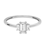 10k Solid Gold CZ Baguette Trapezoid Ring - White Gold / 5 - Rings - Ofina