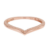 10k Solid Gold Textured & Smooth Chevron Ring - Rose Gold / 5 - Rings - Ofina