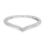 10k Solid Gold Textured & Smooth Chevron Ring - White Gold / 5 - Rings - Ofina