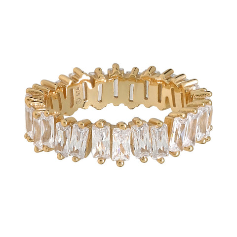 CZ Multi-Baguette Eternity Band Ring - Gold / 5 - Rings - Ofina